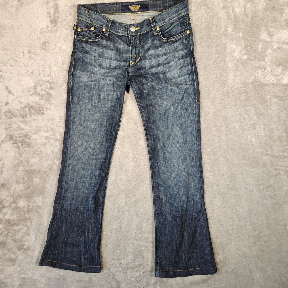 Rock & Republic Jeans Mens 28 Blue Excellent Bootcut Gold Logo Embroidered
